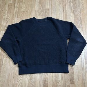 Everlane The ReNew Fleece Teddy Oversized Crew Neck Black Pullover Sweater